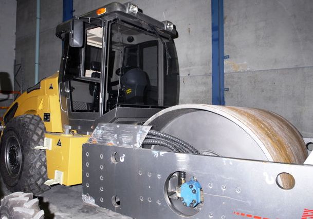 This photo released by the Australian Federal Police shows the steamroller that was used to hide drugs.