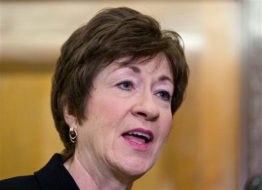 Following a meeting with Sen.-elect Angus King of Maine, Sen. Susan Collins, R-Maine, ranking Republican on the Senate Homeland Security and Governmental Affairs Committee, tells reporters that she wants answers from disgraced CIA Director David Petraeus about the Sept. 11 attack in Benghazi, Libya, on the American consulate, on Capitol Hill in Washington, Tuesday, Nov. 13, 2012. (AP Photo/J. Scott Applewhite)