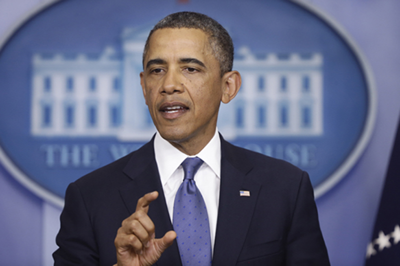 President Obama speaks to reporters in the Brady Press Briefing Room at the White House in Washington on Friday after meeting with congressional leaders regarding the fiscal cliff.