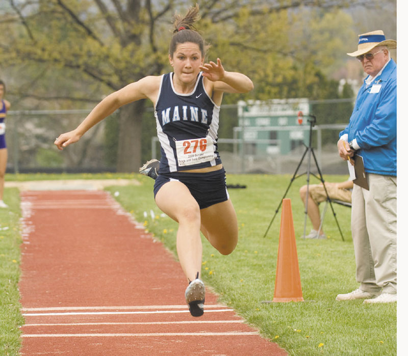 MAKING BIG LEAPS: Messalonskee high School graduate Jesse Labreck is preparing for her final season of indoor track and field at the University of Maine. Her coach, Mark Lech, calls her the best female athlete in the state of Maine