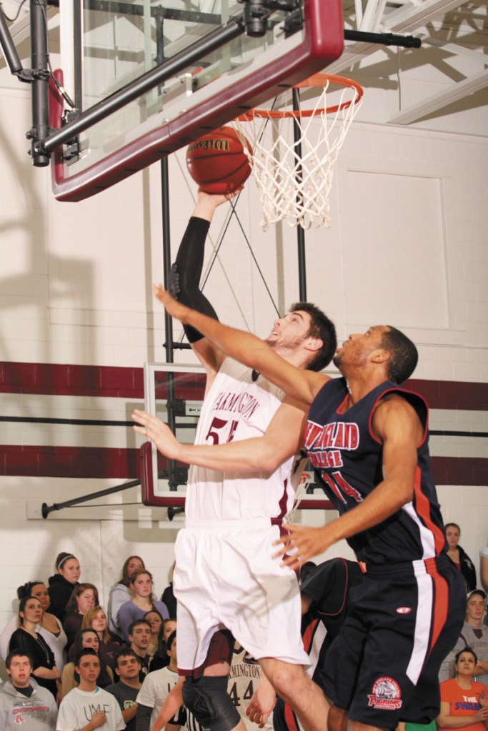 STEPPING UP: Maranacook graduate Ben Johnson is averaging 21.1 points and 9.5 rebounds a game this season for the University of Maine at Farmington men’s basketball team. University of Maine Farmington