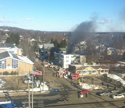 A six-unit apartment building at 55 Sewall St., Augusta, caught fire Thursday afternoon.