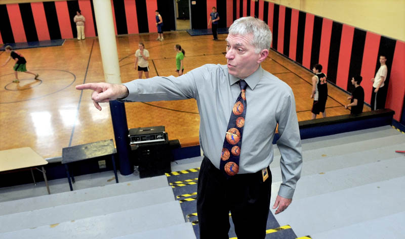 Winslow Junior High School Principal Kevin Michaud discusses the idea of closing the school, built in 1928, and building a new one attached to the elementary school.