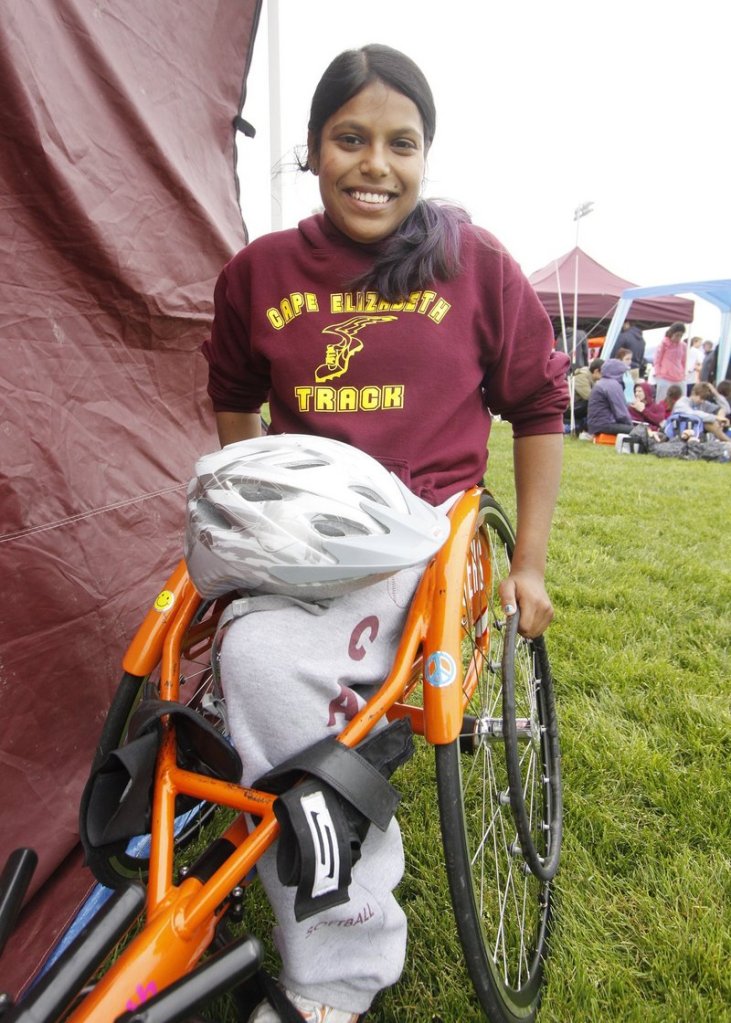Cape Elizabeth’s Christina Kouros, who was born with one leg, has competed in track and field and skiing.