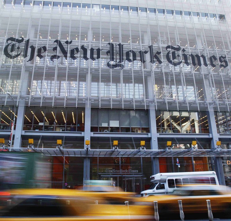 The facade of the New York Times building, where Chinese hackers were able to access the computers of 53 employees.