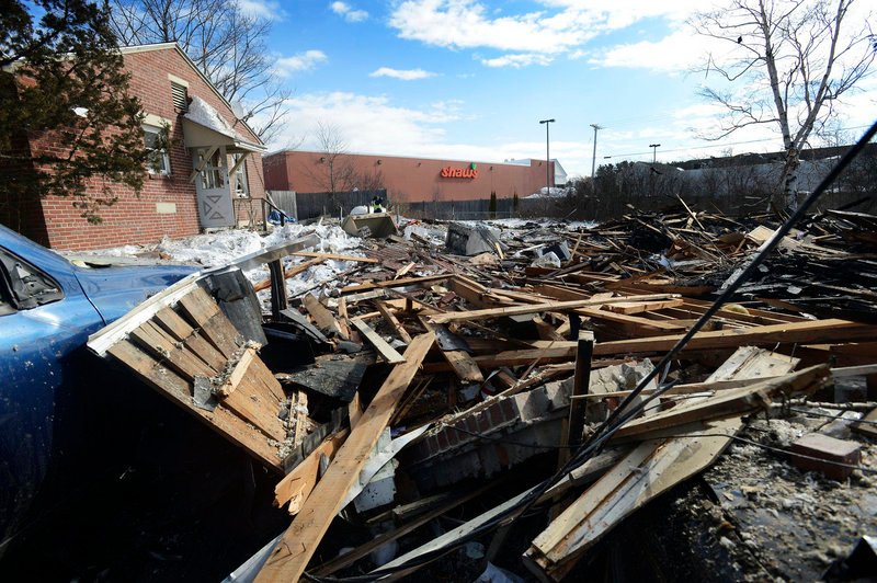 What remains of the duplex at 31-29 Bluff road, following a suspected propane gas explosion this morning.