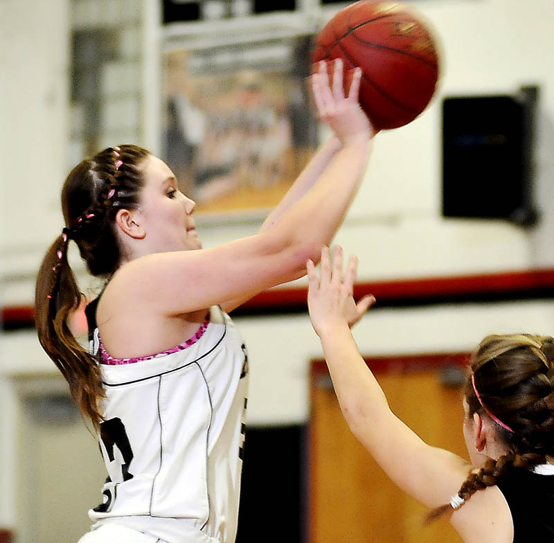 BIG GAME: Hall-Dale High School’s Natasha Brown, left, will play in the McDonald’s Senior All-Star C/D basketball game Saturday at Husson University in Bangor. Brown will play for the West C/D girls team.