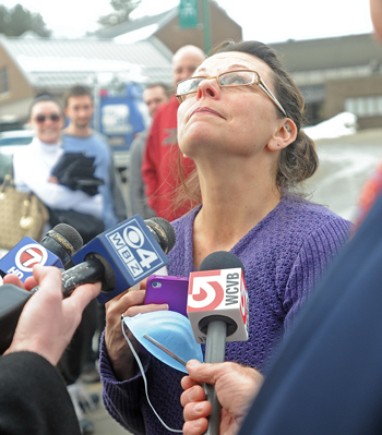 Donna Joy becomes emotional as she reflects on the two days her son Nicolas Joy, 17, was missing on Sugarloaf Mountain as she speaks to media at the Franklin Memorial Hospital in Farmington on Tuesday.