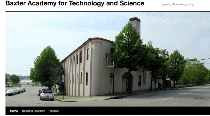 A screen shot from Baxter Academy's new website, www.baxteracademy.com.