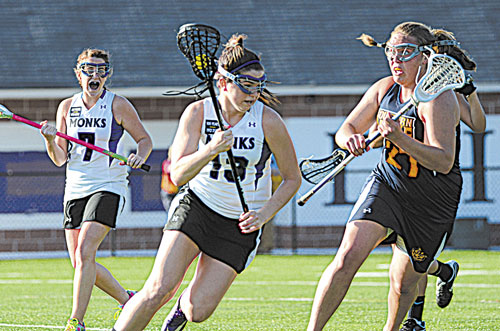 LOOKING FOR MORE: Cony graduate Cassie Diplock scored her 100th career goal recently for St. Joseph’s College and now has 104.