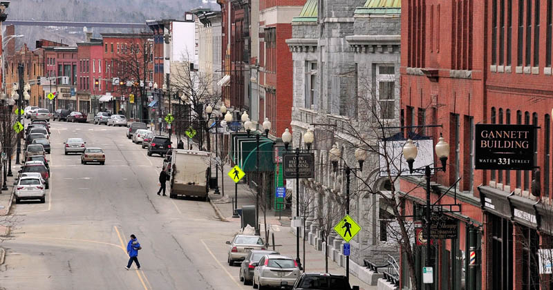 This Thursday photo shows downtown Augusta.