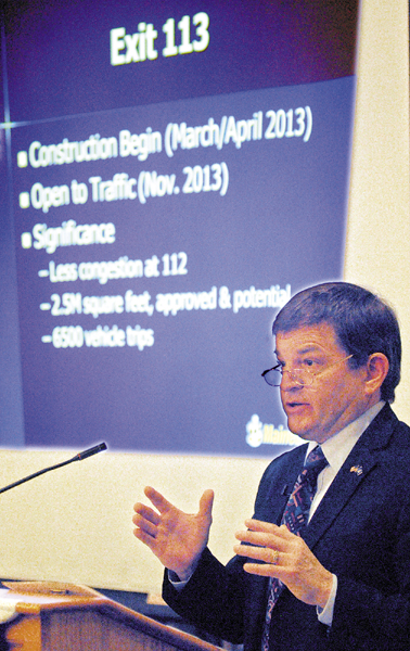 Department of Transportation Commissioner David Bernhardt speaks to a Kennebec Valley Chamber of Commerce event on Wednesday at the Senator Inn and Spa in Augusta.