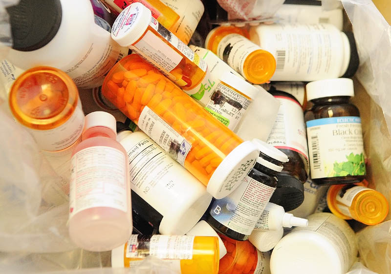 These are some of the three boxes of medicines that Gardiner Police Sgt. Todd Pillsbury collected during annual drug take back event on Saturday at Gardiner Police station.
