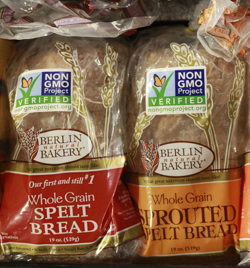 Products labeled with Non Genetically Modified Organism (GMO) are sold at the Lassens Natural Foods & Vitamins store in Los Feliz district of Los Angeles Friday, Oct. 5, 2012. The national debate over genetically modified food moved to the Maine State House on Tuesday, pitting agribusiness, grocers and some Maine farmers against a well-organized group of organic farmers and national food-safety advocates seeking to opt out of the "GMO experiment."
