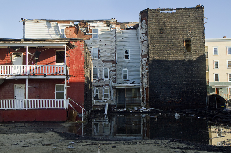 The resulting scene after a fire at Bartlett and Pierce Streets in Lewiston, which began Friday night May 3, 2013. A bipartisan group of legislators approved $30,000 in emergency funding Thursday for the more than 200 residents who were displaced by three fires that devastated downtown Lewiston within eight days.