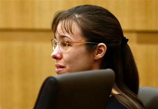 Jodi Arias cries as Steven Alexander, brother of murder victim Travis Alexander, makes his "victim impact statement" to the jury Thursday at Maricopa County Superior Court in Phoenix.