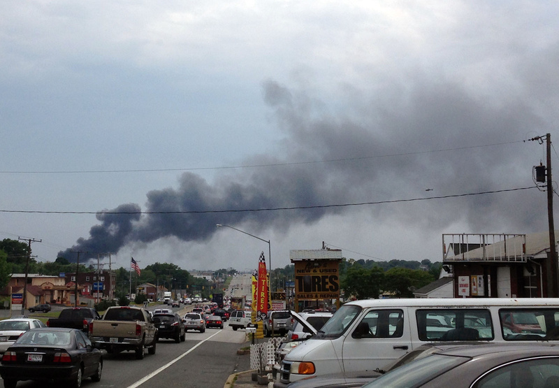 Baltimore County fire officials say a train derailed in a Baltimore suburb on Tuesday and an explosion was heard in the area. A fire spokeswoman says the train derailed about 2 p.m. Tuesday in White Marsh, Md.