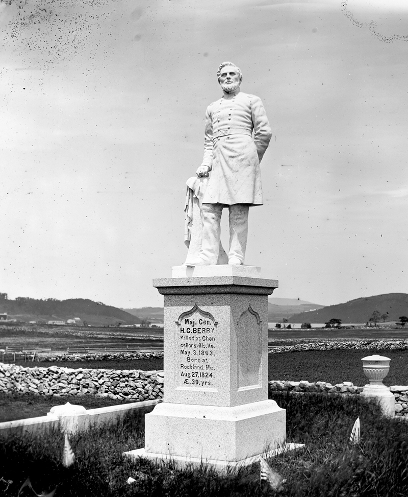 Franklin Simmons’ life-size, marble statue of Gen. Hiram G. Berry marks the general’s final resting place at the Achorn Cemetery in Rockland. The statue took two years to create and was placed at the cemetery by the family two years after the general’s death at the Battle of Chancellorsville, on May 3, 1863.
