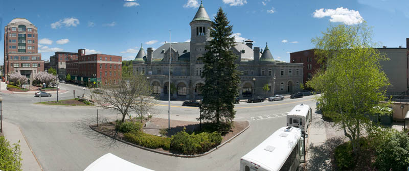 This photo taken on Friday shows Market Square in Augusta. The park and traffic island at the corner of Winthrop and Water Streets is the Kennebec Explorer bus stop.