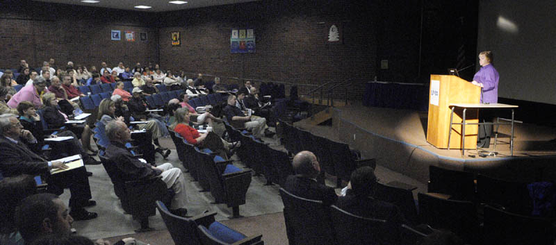 Judy Shepard speaks on Thursday at University of Maine at Augusta. She, and her husband Dennis, the parents of Matthew Shepard, the Wyoming college student murdered in 1998, served as keynote speakers Thursday morning at a day-long conference on hate crimes at the University of Maine at Augusta. Dennis and Judy Shepard described their own experiences dealing with hate crimes and ways to prevent them in the future to members of the law enforcement community and the greater public.