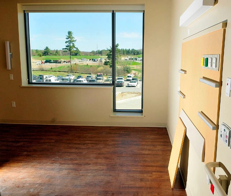 This photo, taken during a tour on Tuesday, shows that patient rooms at the new MaineGeneral regional hospital in North Augusta feature tall windows so that a patient in bed can see outside.