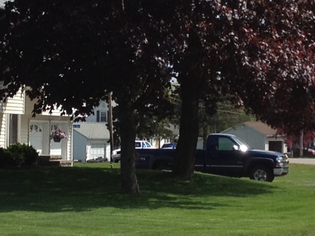 The scene on Hillview Avenue in Saco on Saturday afternoon.