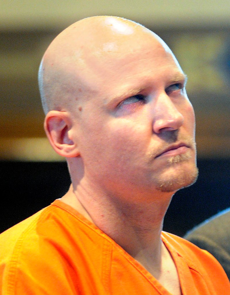 Wade Hoover rolls his eyes during his arraignment at Kennebec County Superior Court in Augusta on Tuesday.