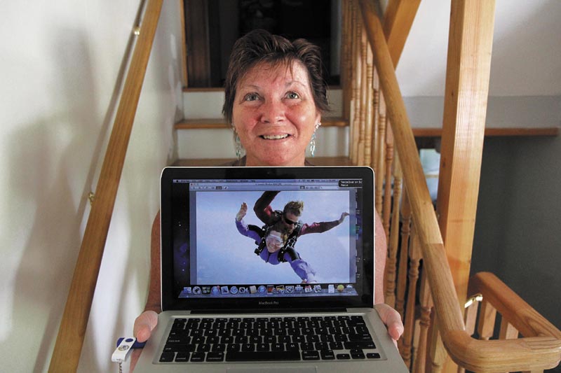 Augusta resident Leona McKenna, who is blind, went skydiving on Saturday in Lebanon to celebrate her 50th birthday. McKenna made the tandem jump with instructor Tony Hays of Skydive New England.