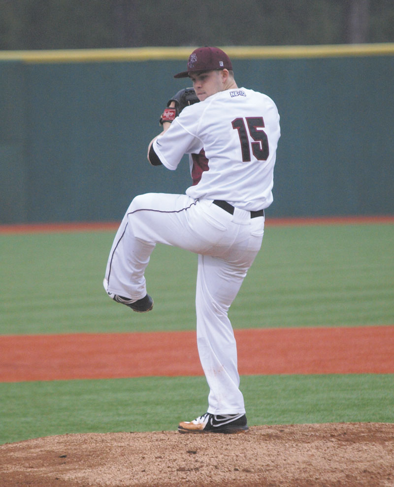 Contributed photo by Robin Harper/Franklin Pierce Athletics Hall-Dale High School graduate Ryan Leach, a junior at Franklin Pierce University, is playing for the Chatham Anglers of the Cape Cod League this summer.