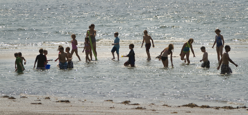 The surf at Pine Point Beach in Scarborough provides relief from the heat Wednesday. The ocean temperature was a refreshing 67 degrees. The high in Portland was 84, but the temperature climbed to 93 in Fryeburg. Thursday's high in Portland is expected to be 87.