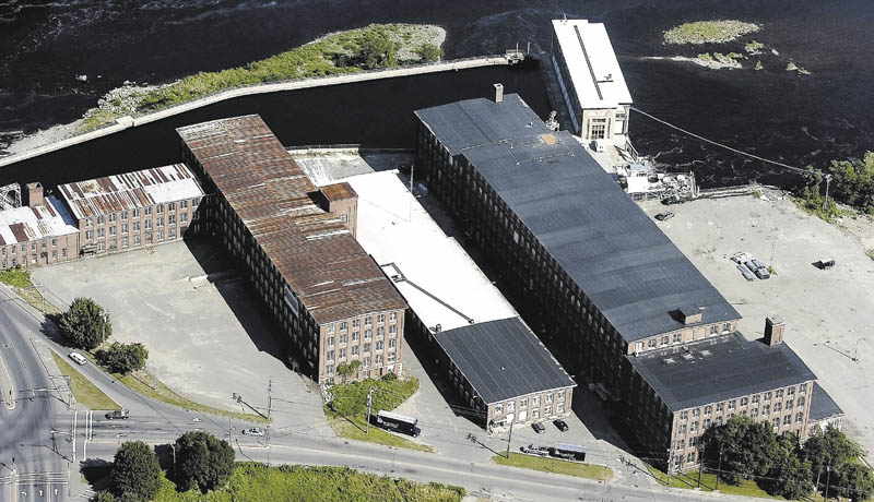 This July 2008 aerial photo shows the Hathaway Creative Center, on the banks of the Kennebec River in Waterville.