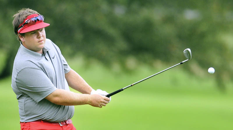 IN THE HUNT: Ryan Gay shoots onto a green Wednesday during the second round of the Maine Amateur at the Augusta Country Club in Manchester.