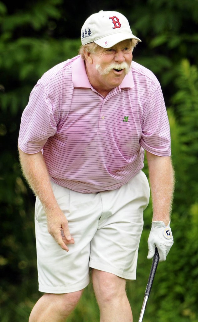 Mark Plummer watches his drive Tuesday during the first round of the Maine Amateur at the Augusta Country Club in Manchester.
