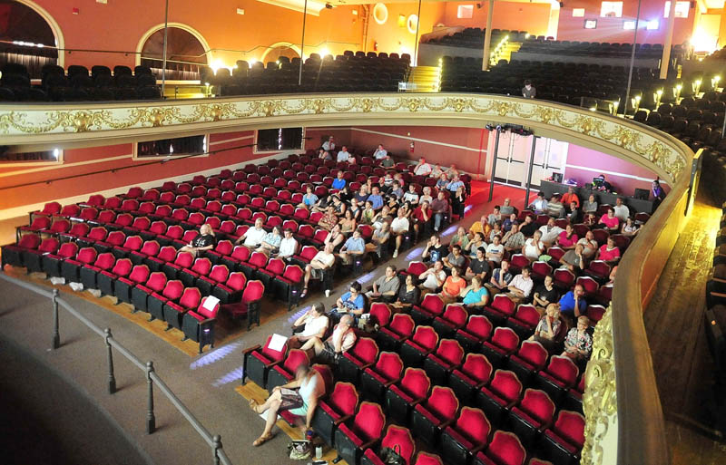 The audience watches a short film during the Maine Student Film Festival at the Waterville Opera House on Saturday.