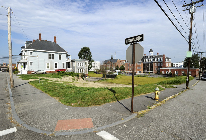 The April 29 fire destroyed 105-111 Blake St. (right), 82 Pine St. (left) and 172 Bates St. (rear)
