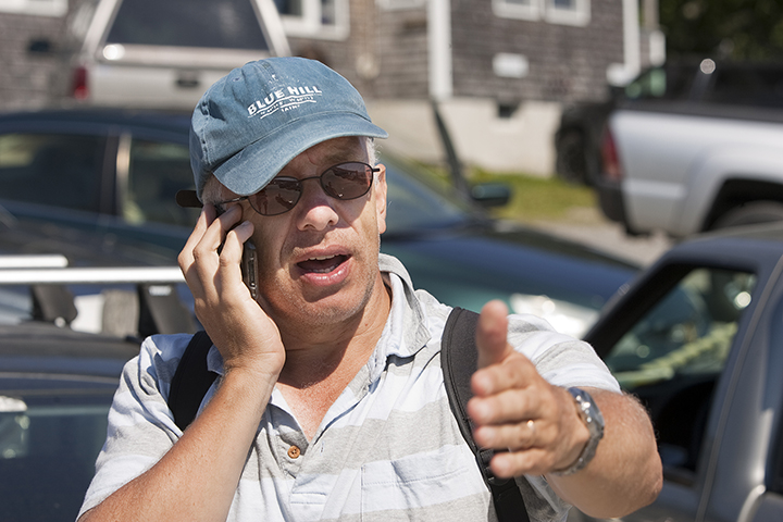 Neil Pratt of England, an eyewitness to Sunday's fatal accident, talks on Monday, August 12, 2013 about what he witnessed at the wharf in Port Clyde.