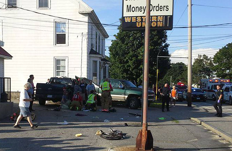 The scene of Friday's accident in Biddeford.