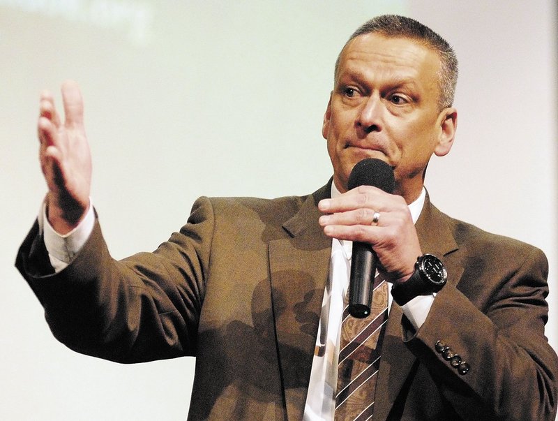 In this March 2013 file photo, Tony Bennett, Florida education commissioner, delivers the keynote speech during the Governor's Conference on Education at Cony High School in Augusta, Maine. Maine's education commissioner reaffirmed his commitment to reforms embraced by Bennett, who resigned abruptly Thursday amid a scandal.