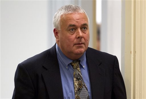 Donald Hill, the former Kennebunk High School hockey coach who is charged with engaging zumba fitness instructor Alexis Wright for prostitution in 2011, appears at York County Superior Court in Alfred on Aug. 15, 2013.