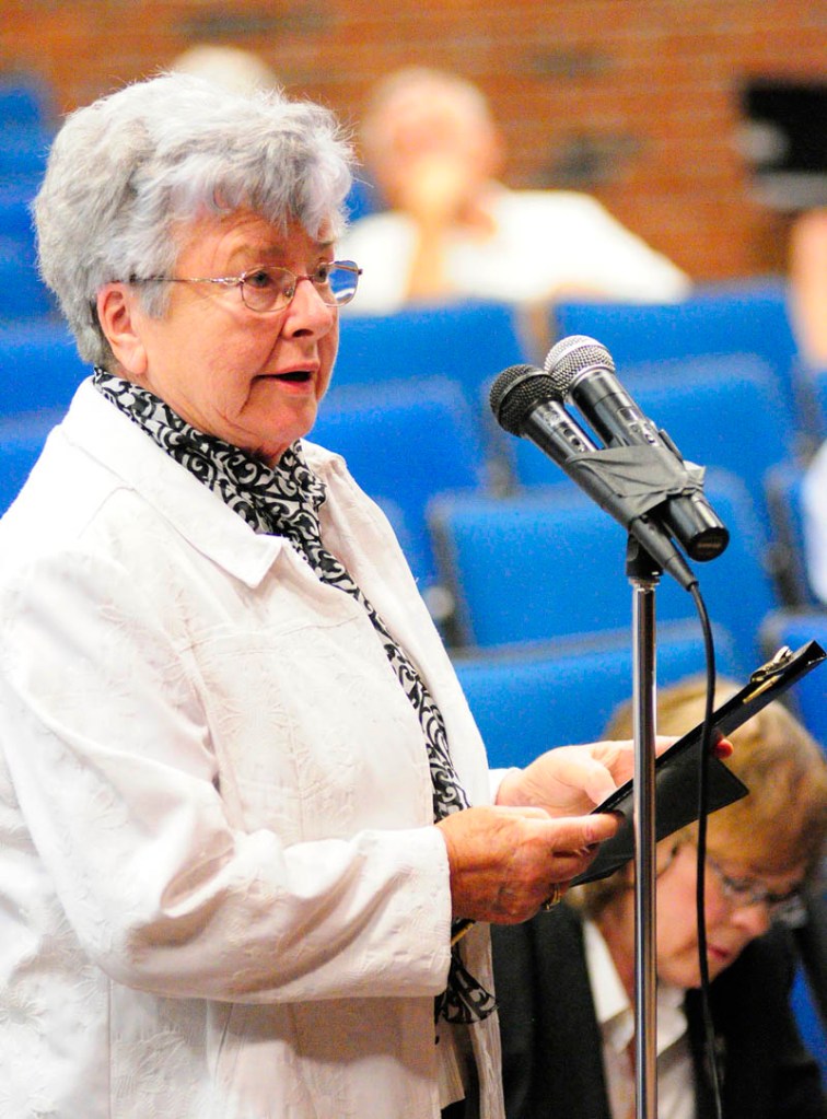 Wilma Cobb testifies about smart meters during a Public Utilities Commission hearing on Wednesday at Jewett Hall on the campus of University of Maine at Augusta.