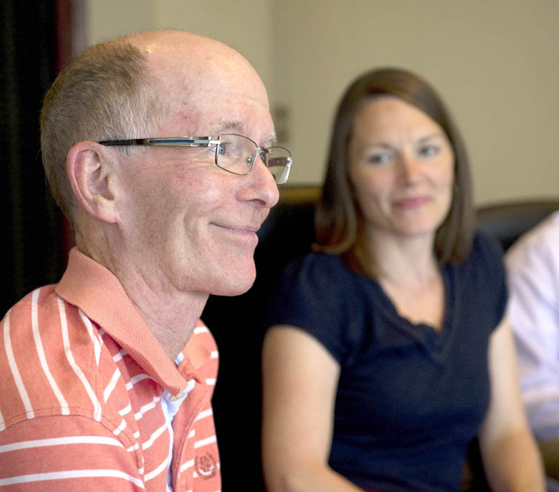 George Largay talks today about his wife, Geraldine, who vanished in July while hiking the Appalachian Trail in Maine. Largay and his daughter, Kerry Bauchiero, spoke at the office of McNeely Piggott & Fox Public Relations in Nashville, Tenn.