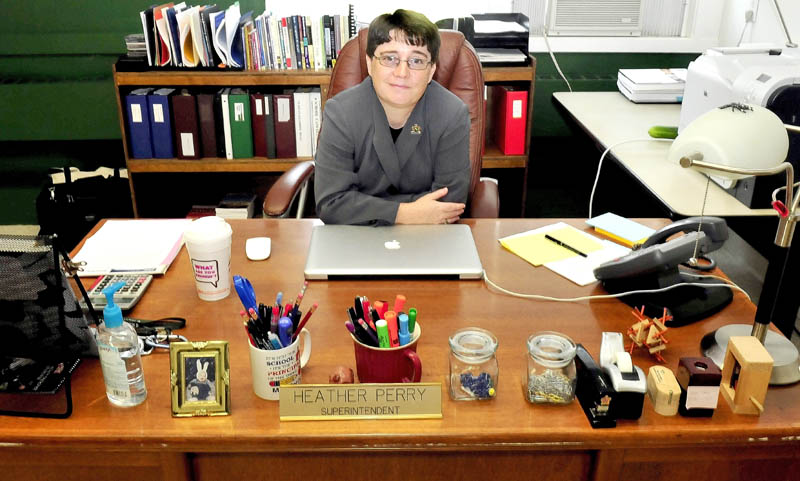 Heather Perry, superintendent of Regional School Unit 3, based in Unity, at her office recently.