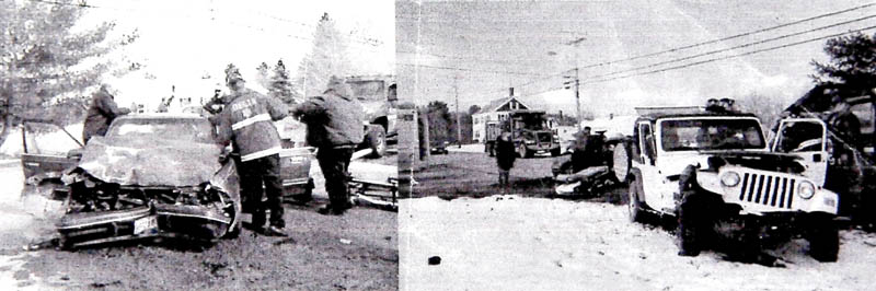 Police images of a 2008 accident in Winslow shows Mike Lyon's vehicle, left, and another vehicle that was driven by an uninsured driver.