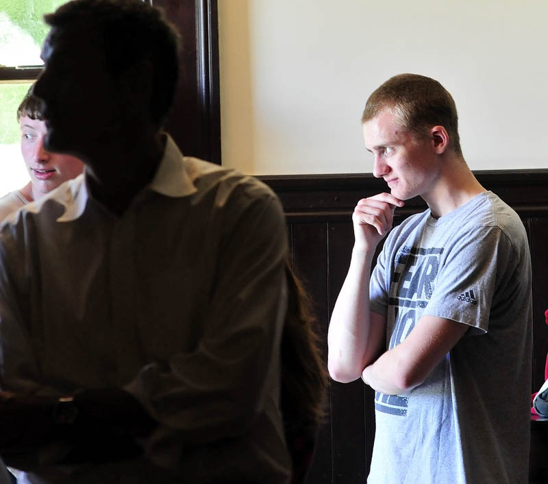 Maine Academy of Natural Sciences senior Robert Grant during rehearsal for commencement.