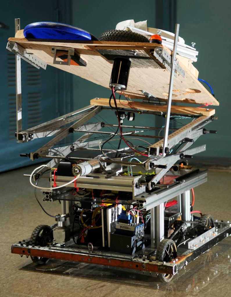 The Gardiner Area High School robotics team's disc-throwing robot. Wednesday September 10, 2013