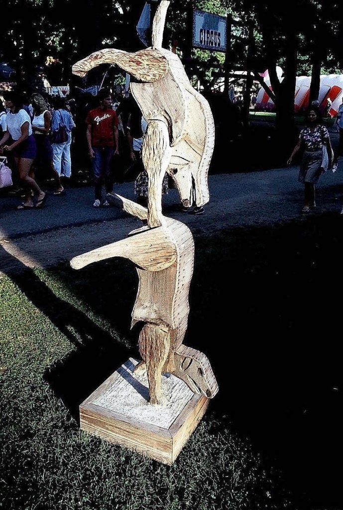 Artwork by Maine artist Bernard Langlais is being donated by the Kohler Foundation to nonprofit organizations. Shown here is "Balancing Dogs."