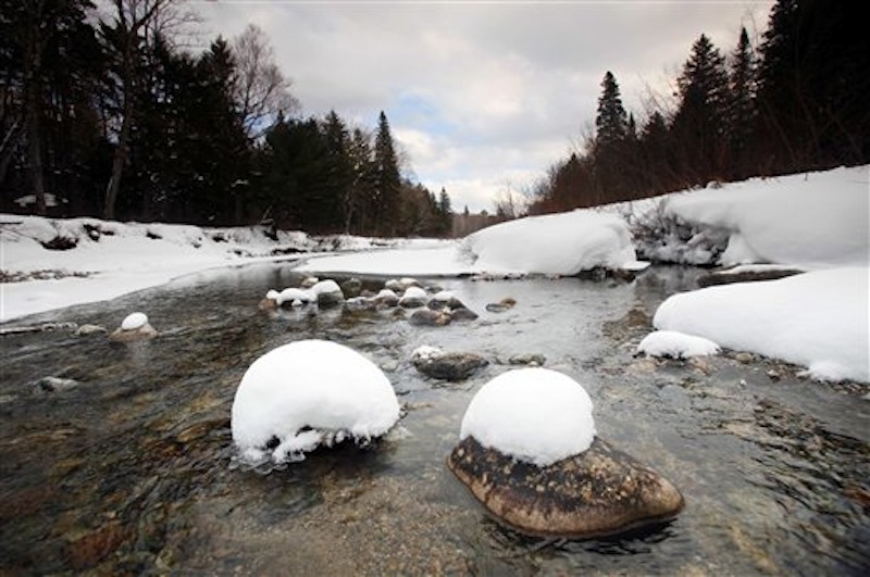 n this Jan 28, 2011 file photo, Wassataquoik Stream flows through Township 3, Range 8, Maine, on land owned by Roxanne Quimby and Elliotsville Plantation, Inc.