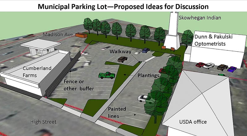 This artist's conception shows changes proposed to the property around Skowhegan's Indian sculpture.