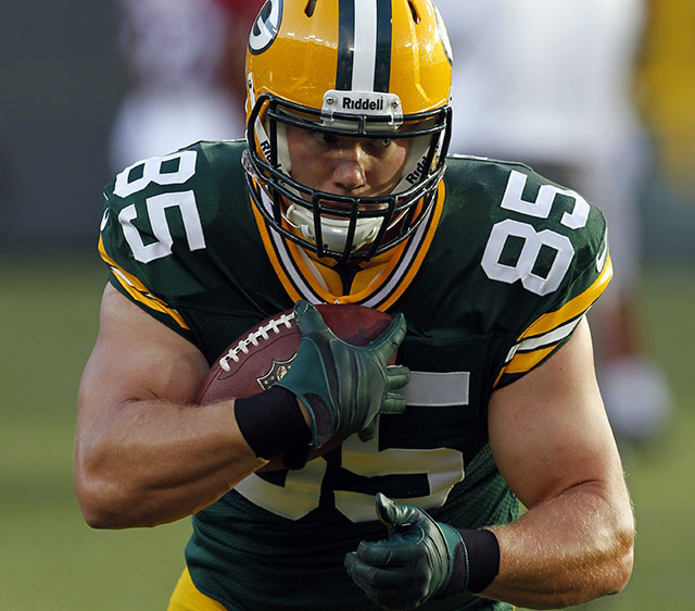 Green Bay Packers' Matthew Mulligan before a preseason NFL football game against the Arizona Cardinals Friday, Aug. 9, 2013, in Green Bay, Wis. (AP Photo/Mike Roemer)