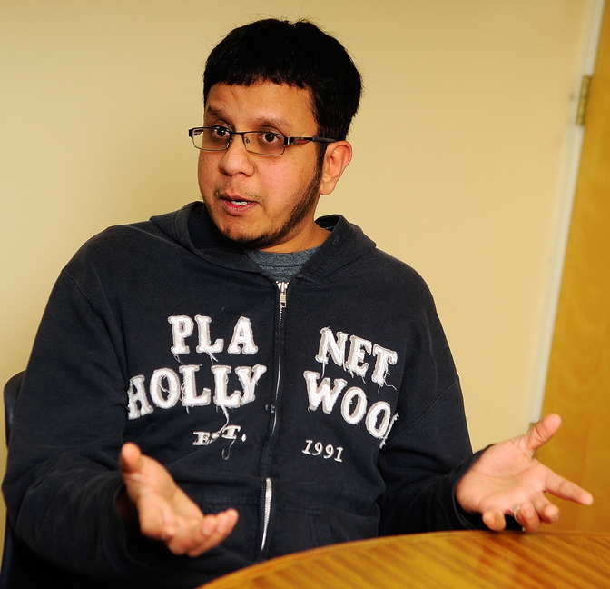 Organizer: Ather Mohammed talks about a proposed mosque in Augusta today during an interview at Kennebec Journal in Augusta.